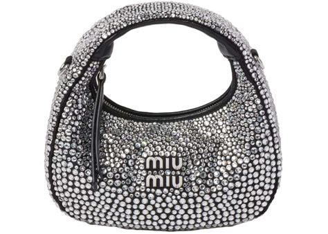 miu miu mini hobo|Wander satin and silk mini hobo bag with synthetic crystals .